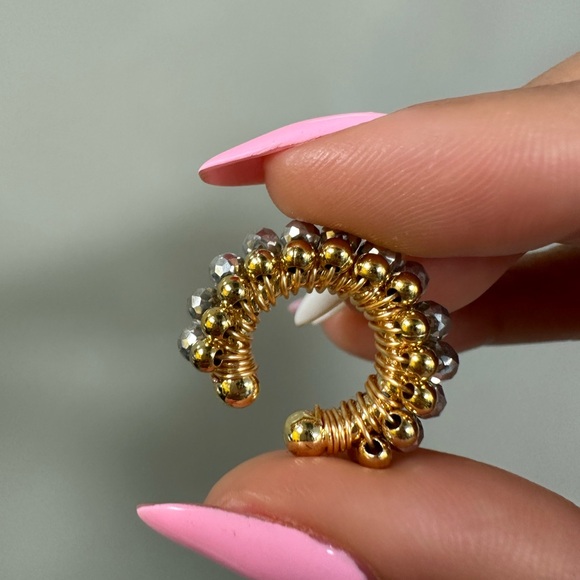 GOLD AND SILVER EAR CUFF GOLD FILLED 18K EAR WRAP EARRING CUFF EAR CLIMBER NWT - Picture 5 of 5